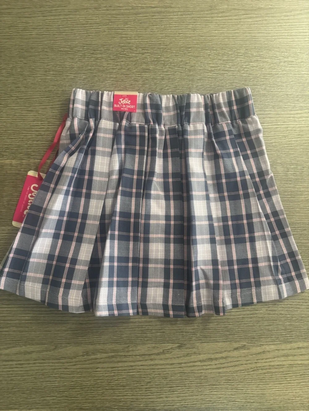 Justice Girls Asymmetrical Pleated Skirt Lavender Plaid SIZE M (10)